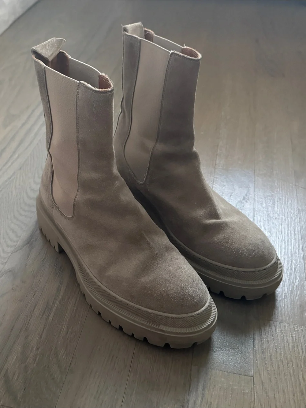 A. Soliani Monza Tall Oat Suede Lug Sole Boots EU 39 US 8.5
